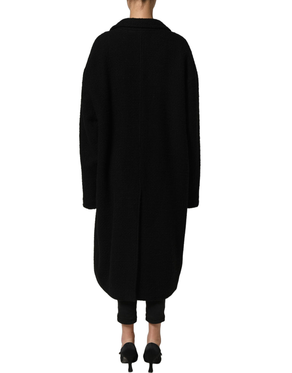 Dolce & Gabbana Schwarzer Herren-Trenchcoat mit doppelreihiger Knopfleiste