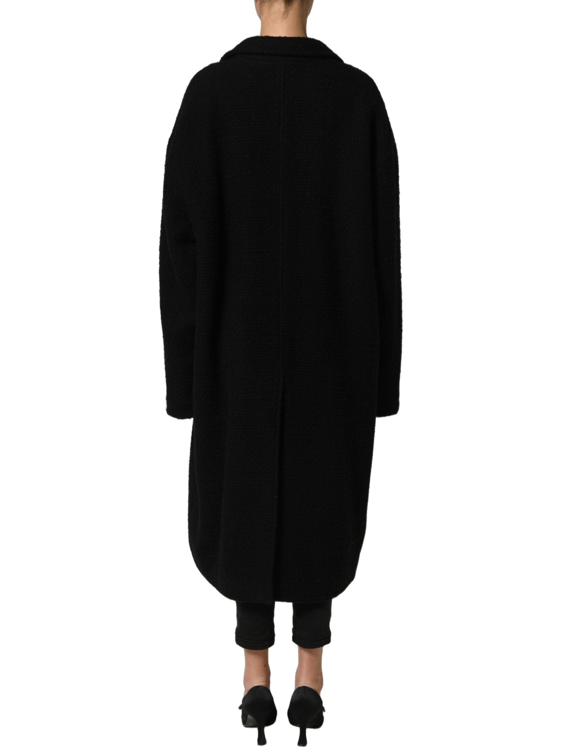 Dolce & Gabbana Schwarzer Herren-Trenchcoat mit doppelreihiger Knopfleiste