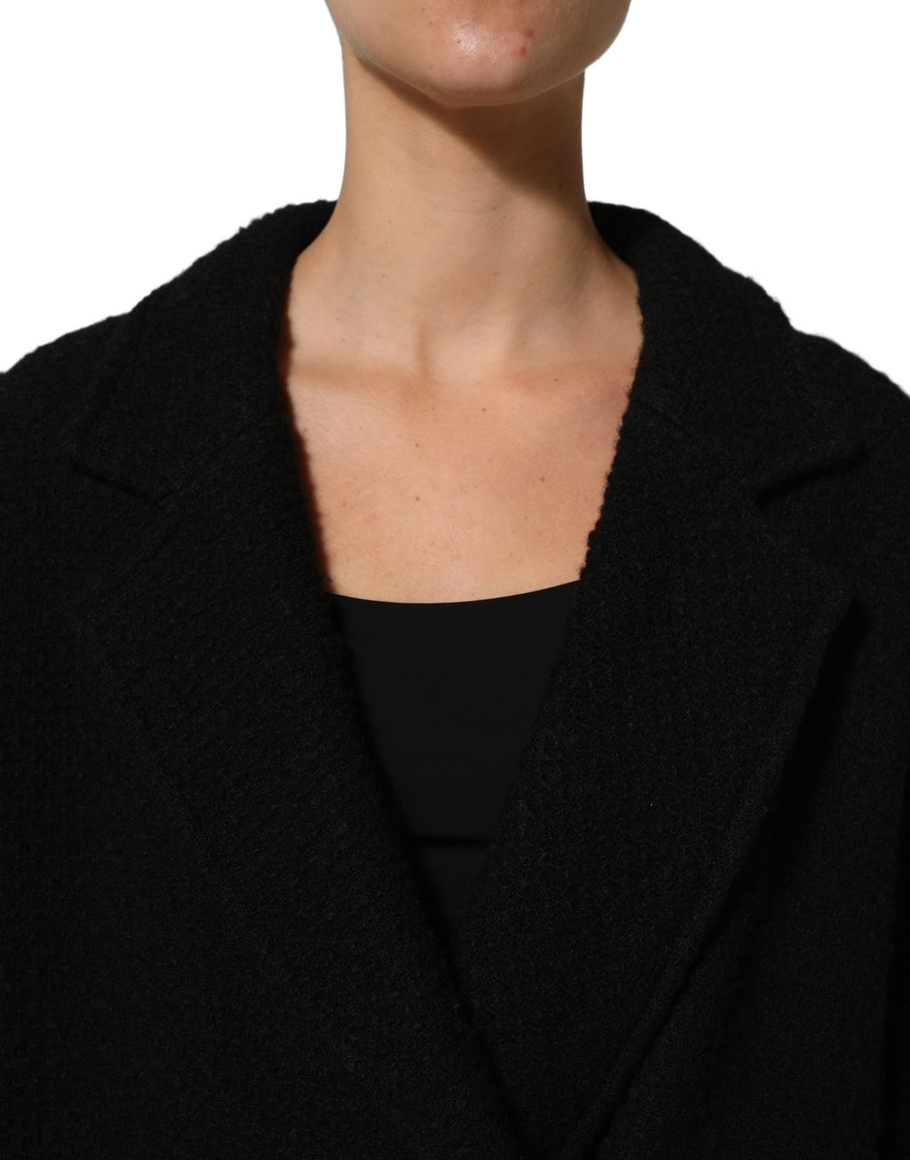 Dolce & Gabbana Schwarzer Herren-Trenchcoat mit doppelreihiger Knopfleiste