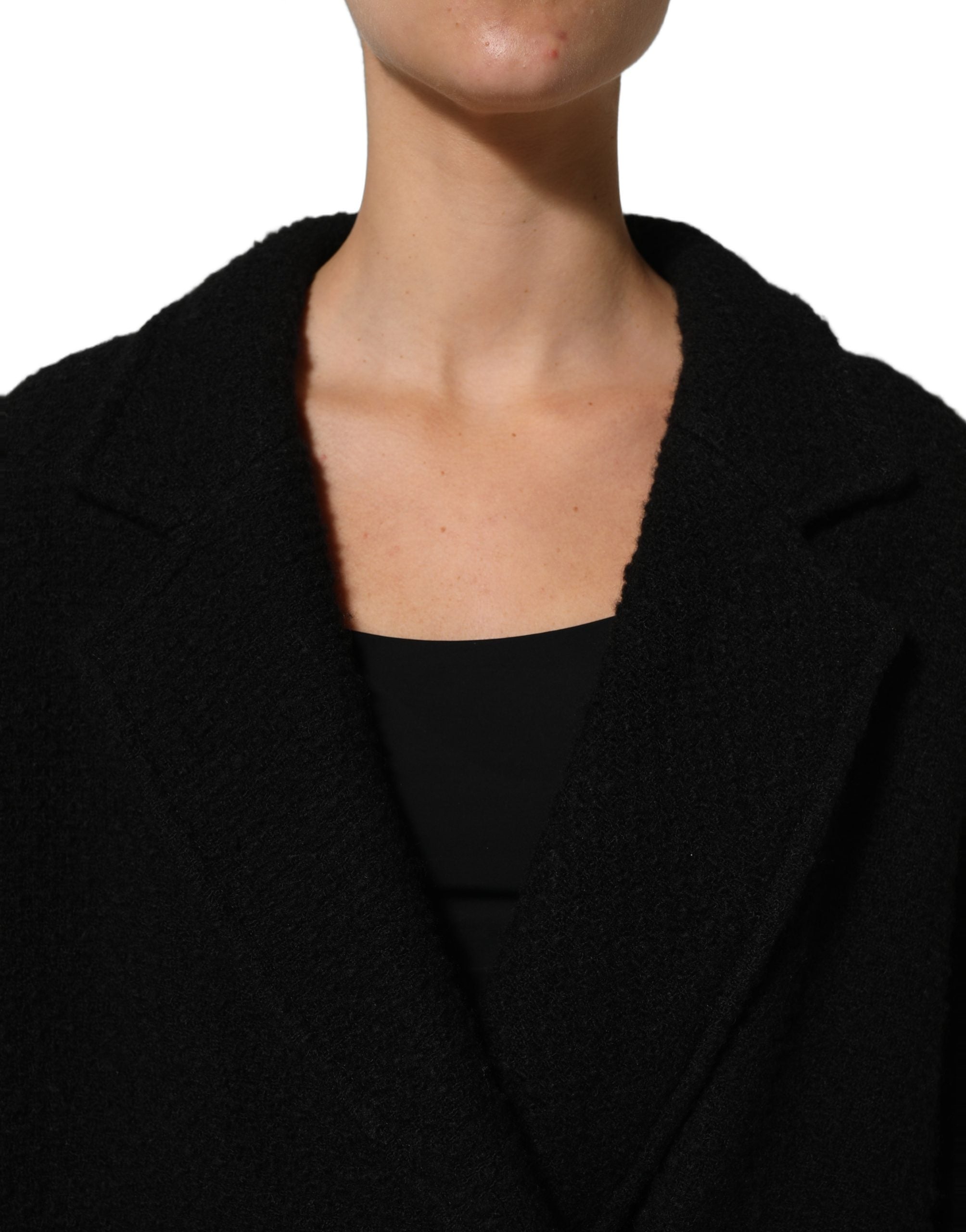 Dolce & Gabbana Schwarzer Herren-Trenchcoat mit doppelreihiger Knopfleiste