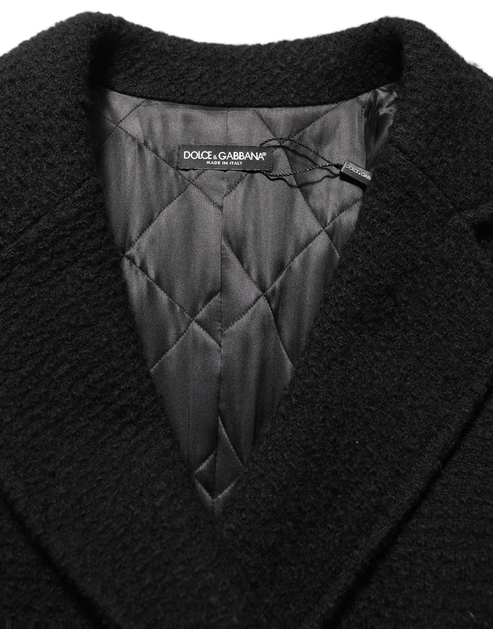 Dolce & Gabbana Schwarzer Herren-Trenchcoat mit doppelreihiger Knopfleiste