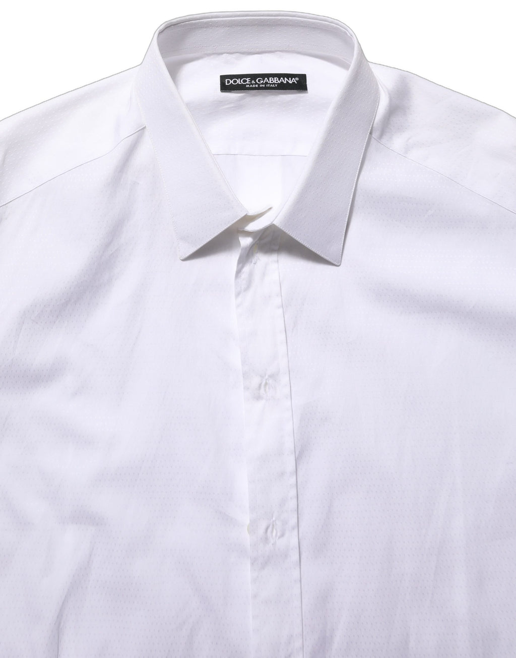 Dolce & Gabbana Weißes Baumwoll-Langarm-Herrenhemd