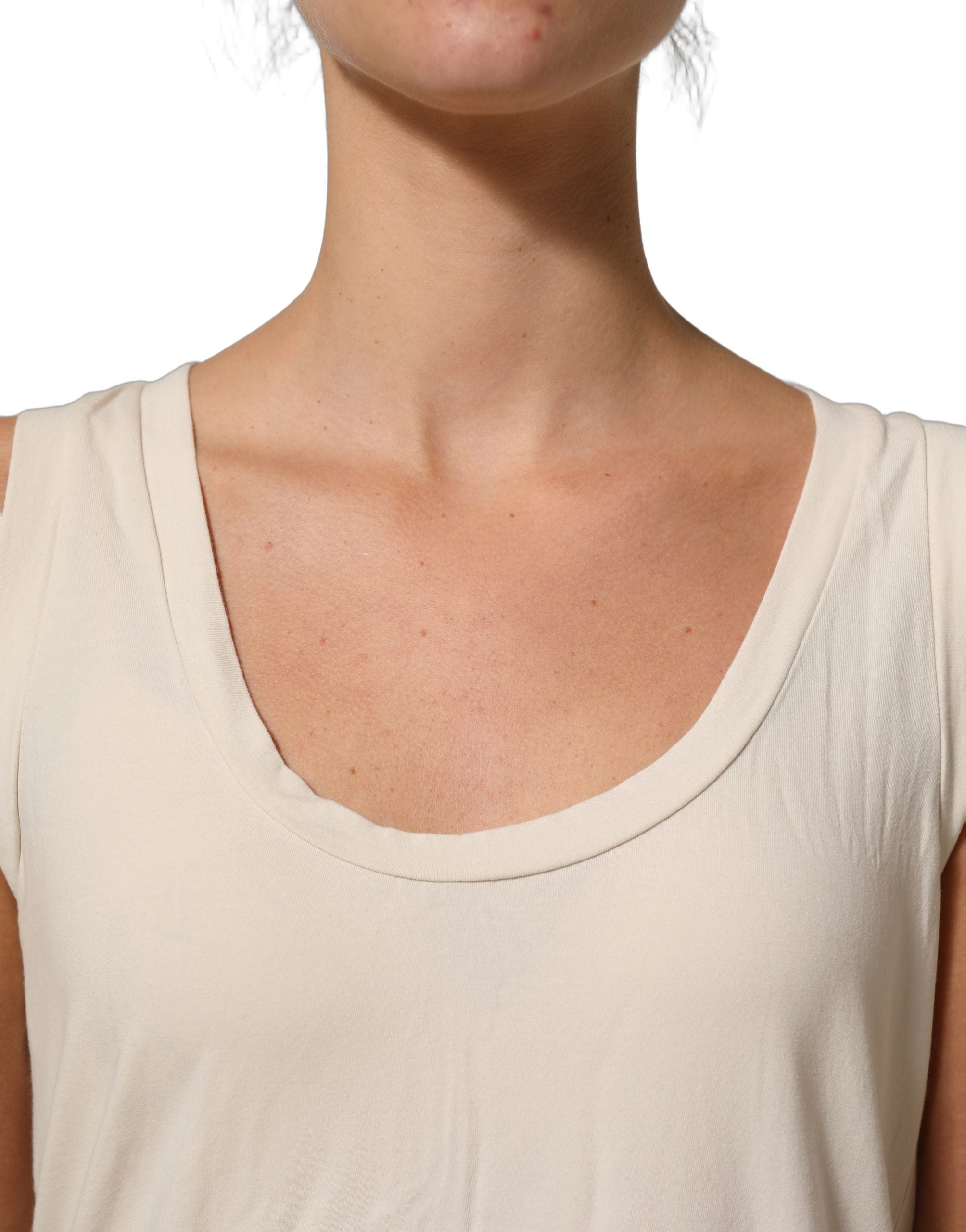 Aniye By Beige Viskose Ärmelloses Rundhals Damen Tanktop