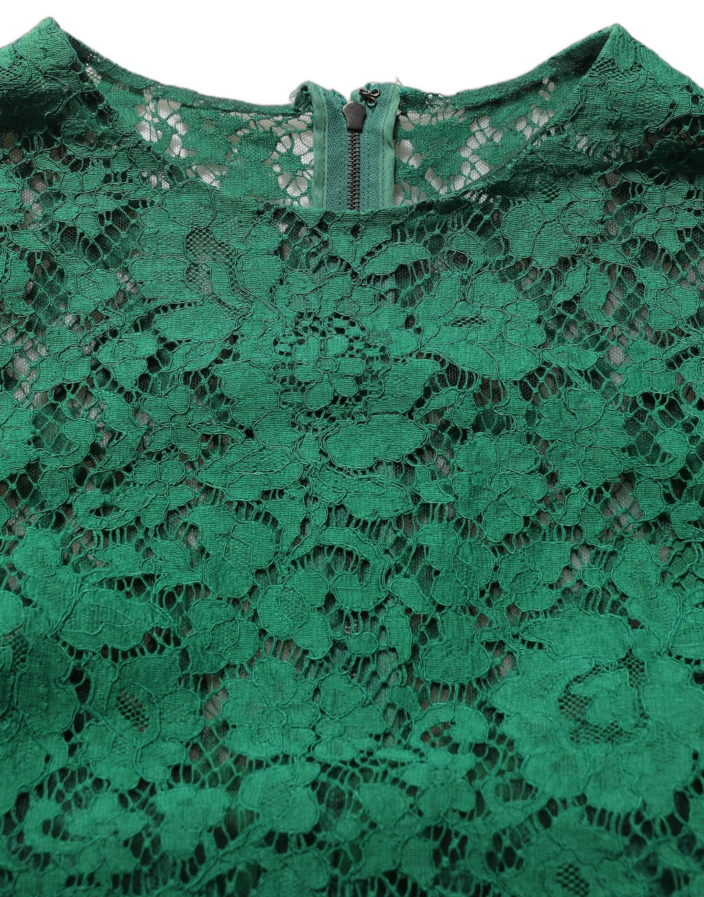 Dolce & Gabbana Grüne Blumen-Spitzenbluse mit Rundhalsausschnitt