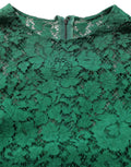 Dolce & Gabbana Grüne Blumen-Spitzenbluse mit Rundhalsausschnitt
