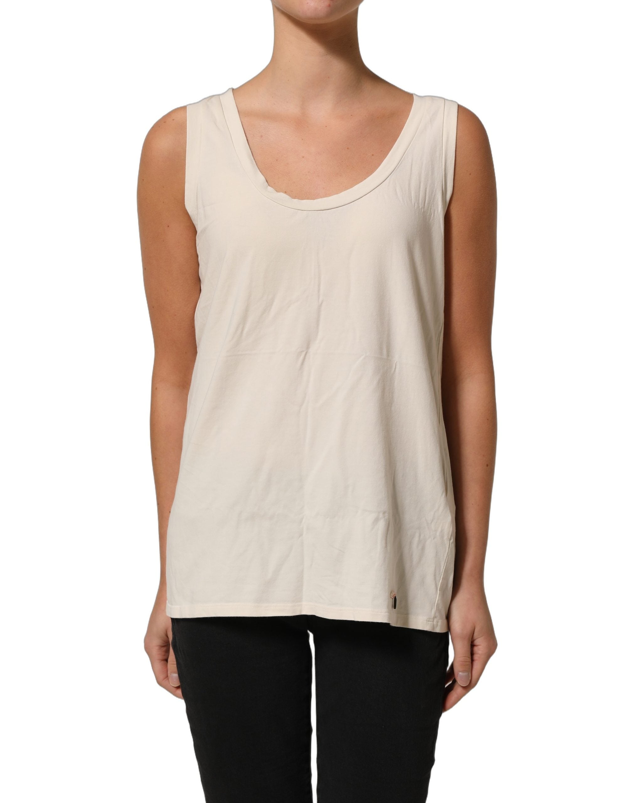 Aniye By Beige Viskose Ärmelloses Rundhals Damen Tanktop