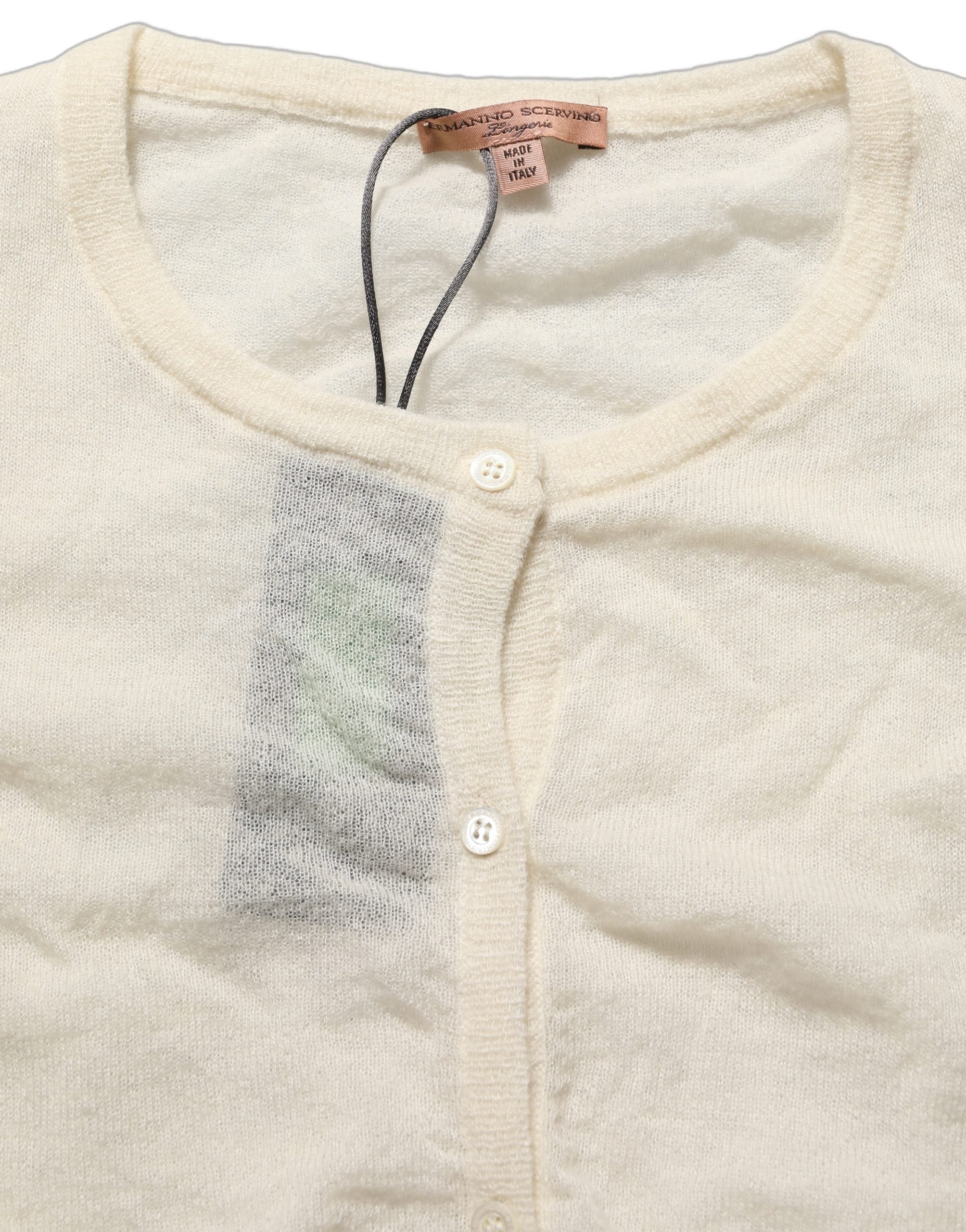 Ermanno Scervino Weißer Strick-Cardigan aus Wolle, Cropped