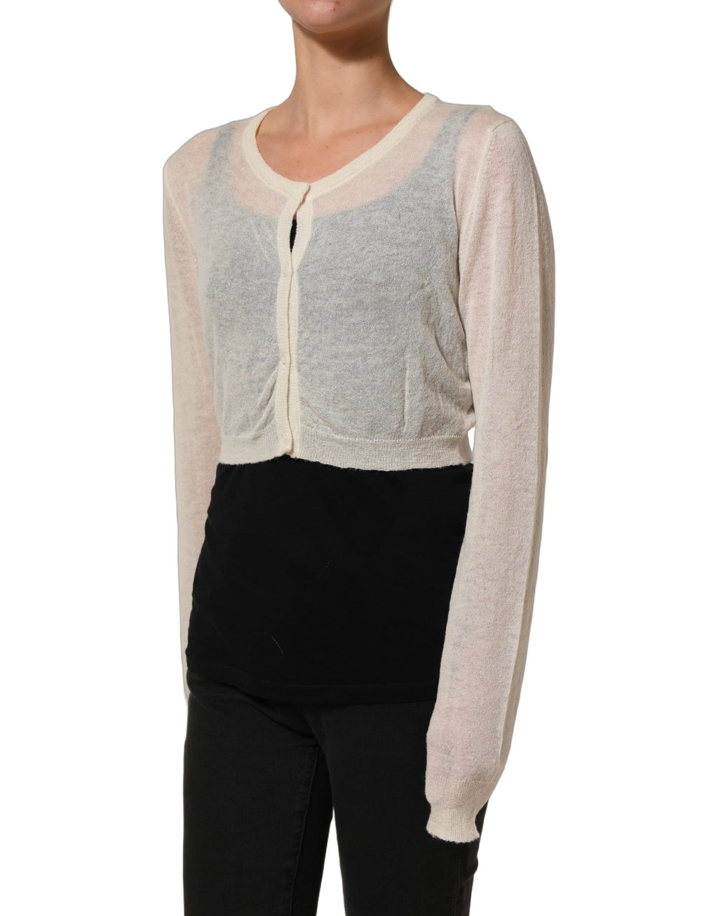 Ermanno Scervino Weißer Strick-Cardigan aus Wolle, Cropped
