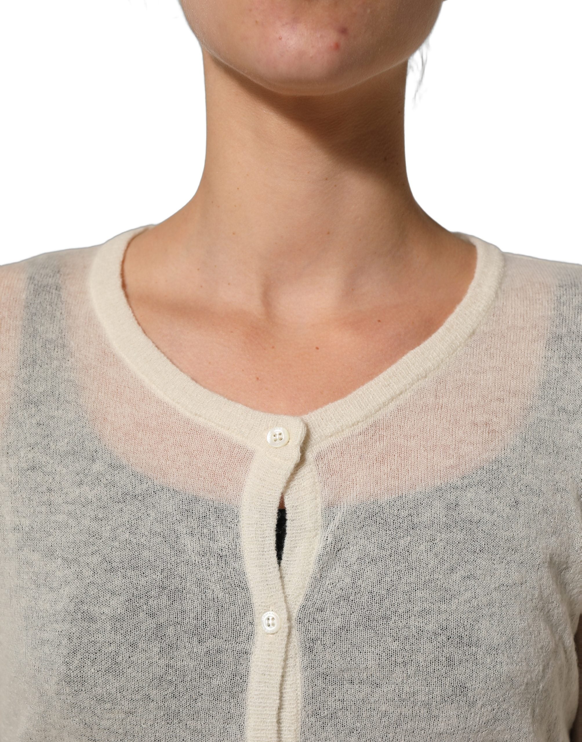 Ermanno Scervino Weißer Strick-Cardigan aus Wolle, Cropped