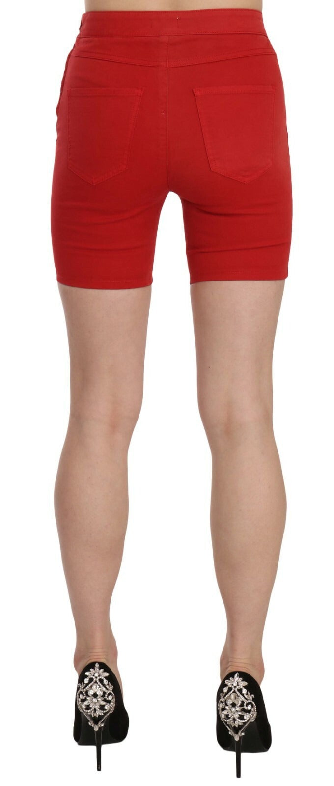 PINKO Rote Mid-Waist-Shorts aus Baumwolle mit Stretch-Anteil