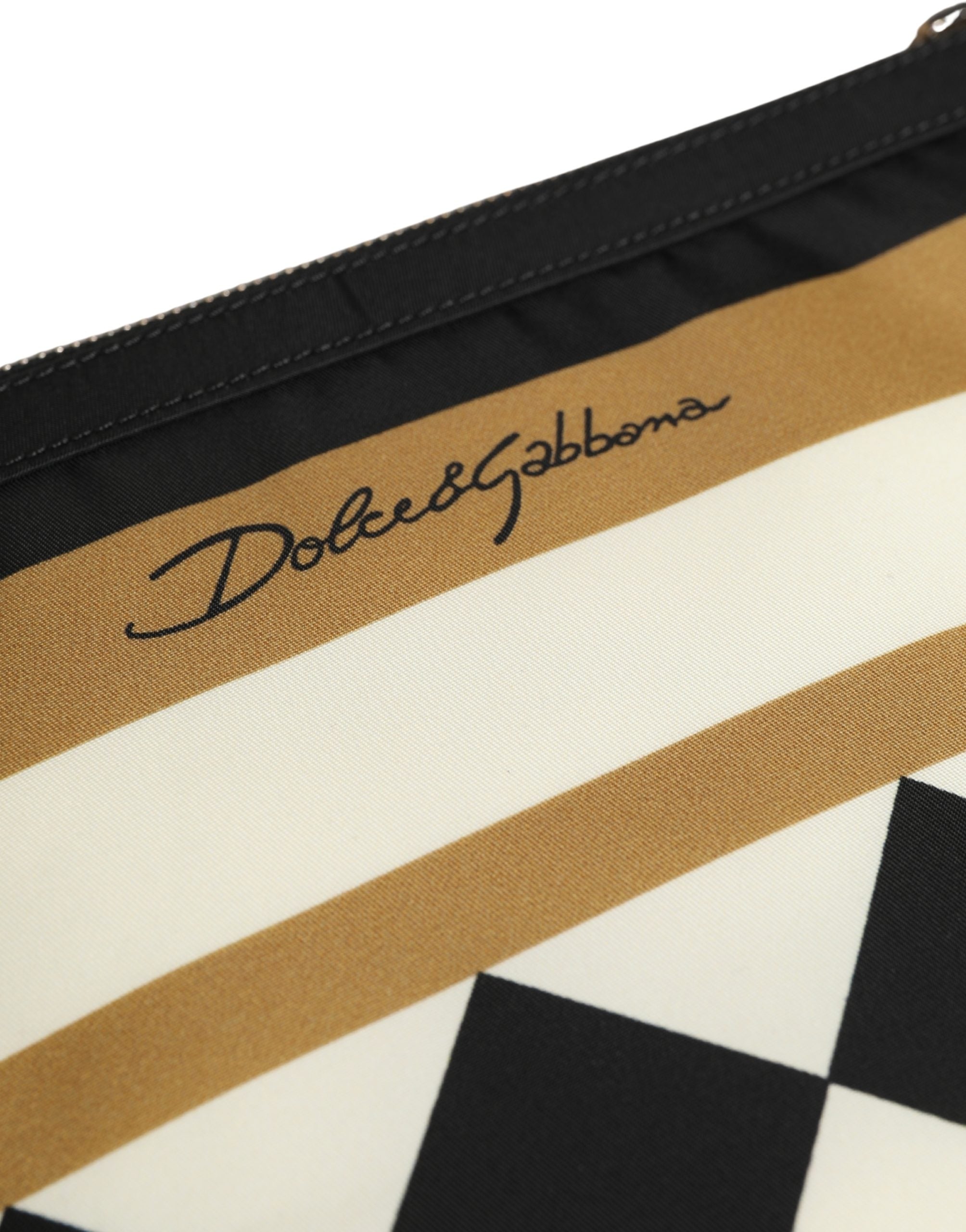 Dolce & Gabbana Multicolor Karierter Logo-Print Nylon Clutch Tasche