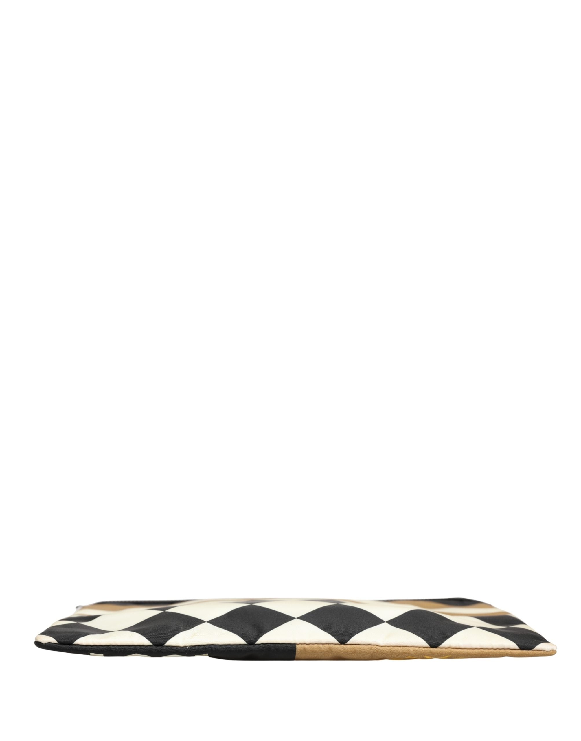 Dolce & Gabbana Multicolor Karierter Logo-Print Nylon Clutch Tasche