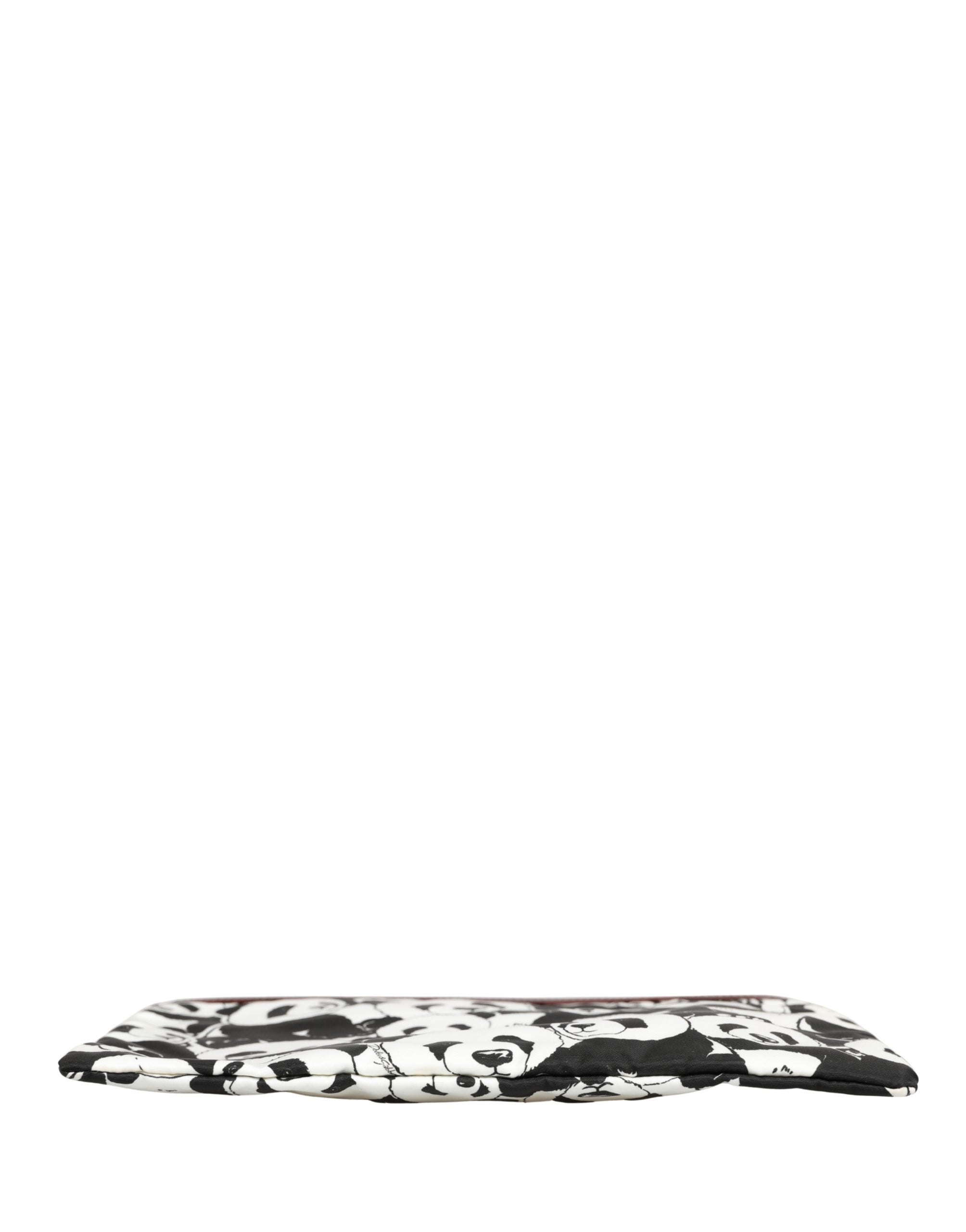 Dolce & Gabbana Schwarze und weiße Panda Print Nylon Clutch für Herren, Beutel, Tasche