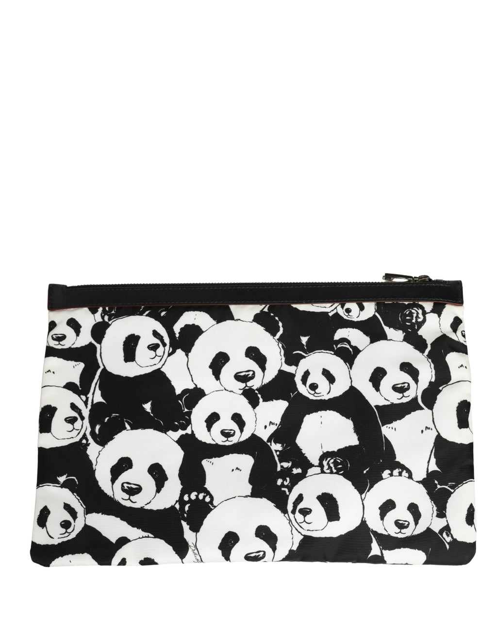 Dolce & Gabbana Schwarze und weiße Panda Print Nylon Clutch für Herren, Beutel, Tasche