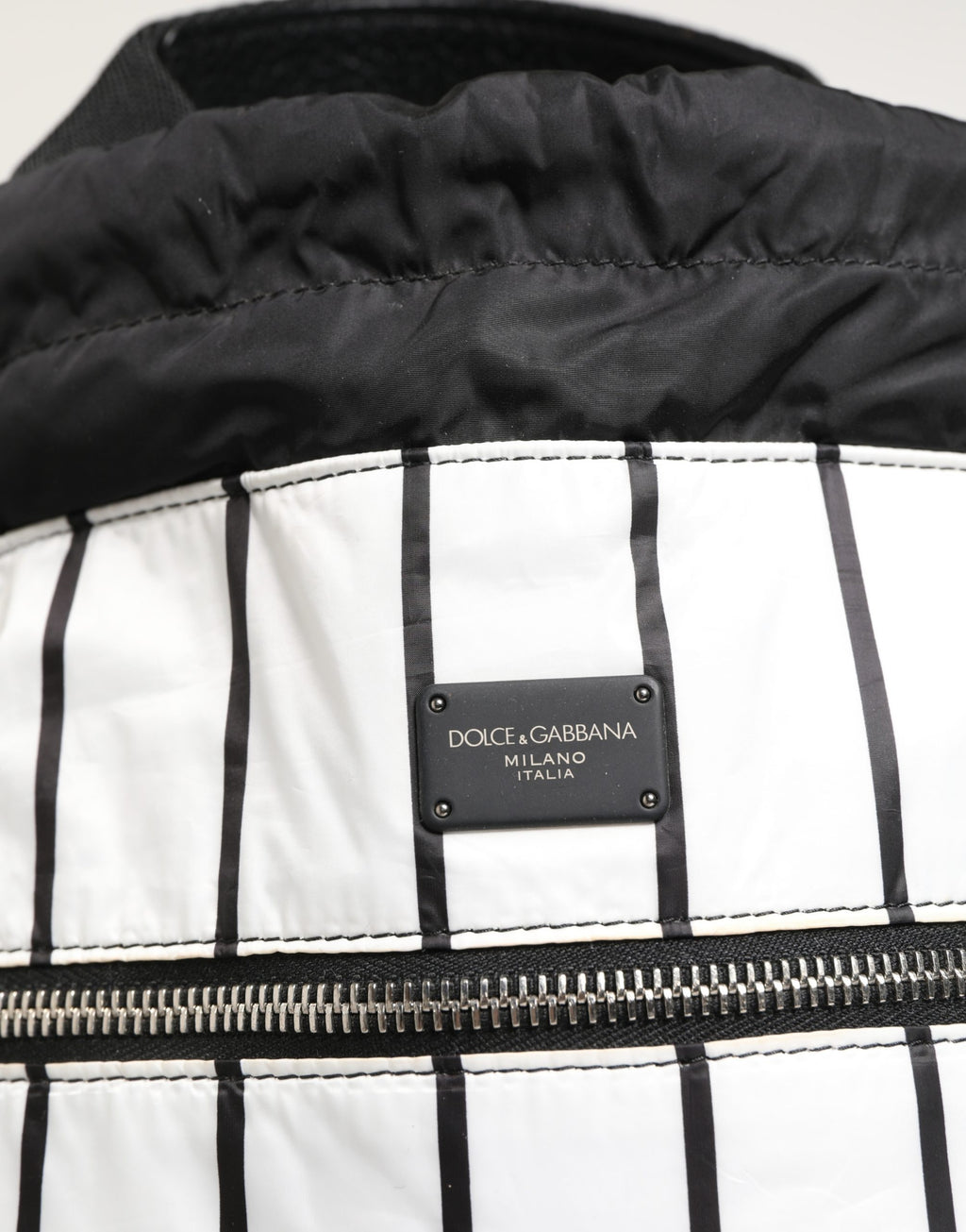 Dolce & Gabbana Schwarz-weißer Rucksack mit Kordelzug aus Polyester für Herren