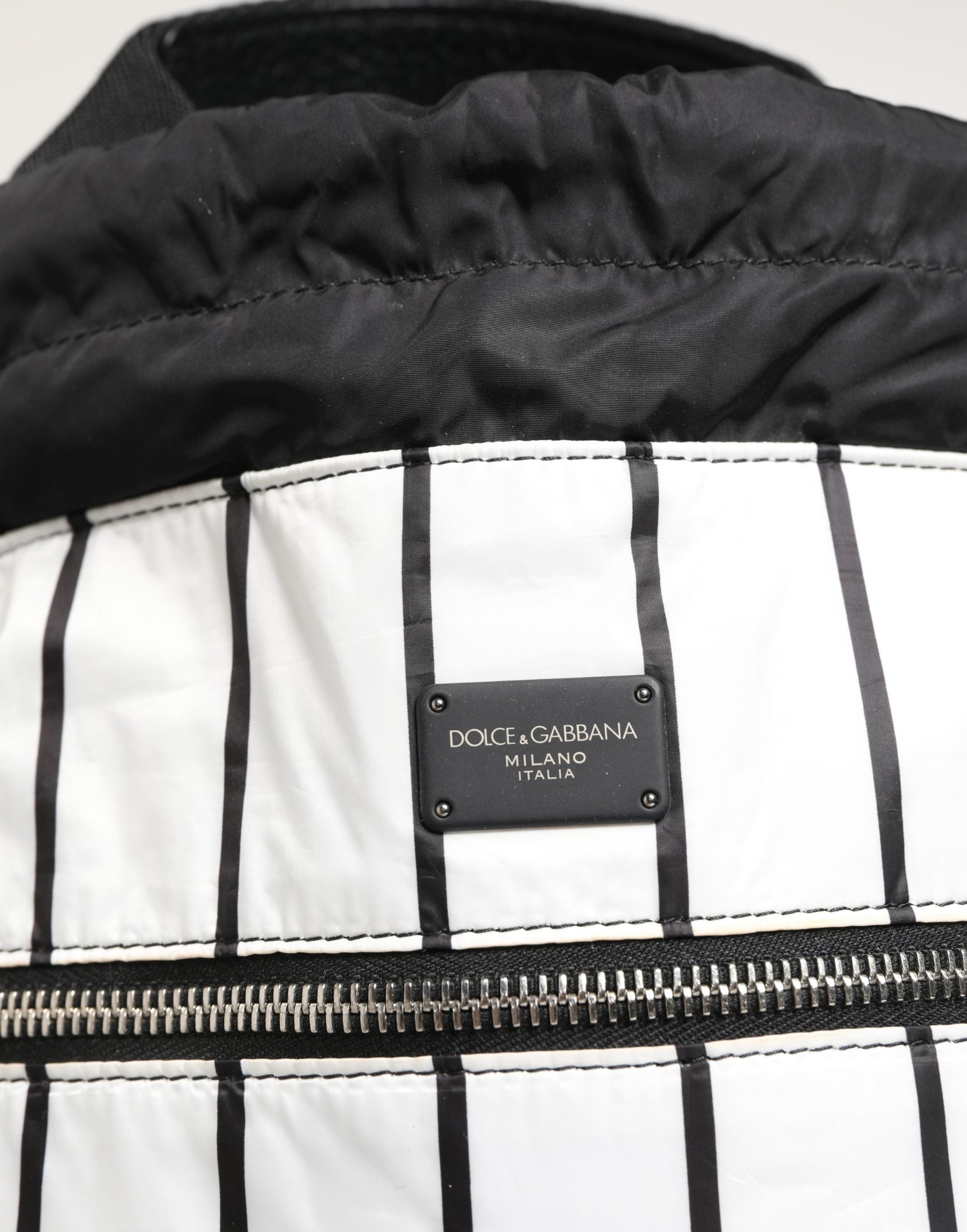 Dolce & Gabbana Schwarz-weißer Rucksack mit Kordelzug aus Polyester für Herren