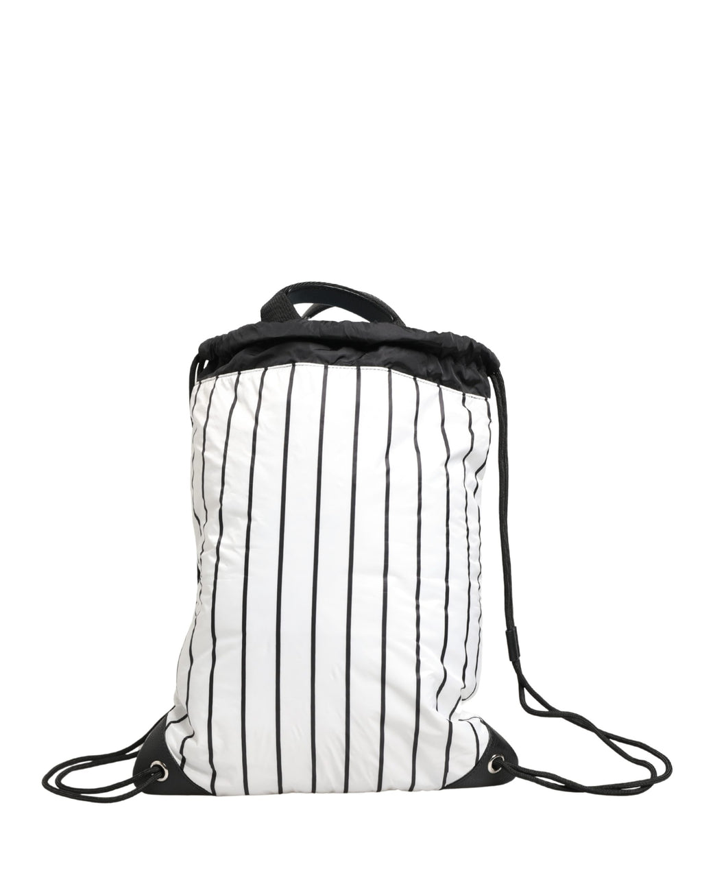 Dolce & Gabbana Schwarz-weißer Rucksack mit Kordelzug aus Polyester für Herren