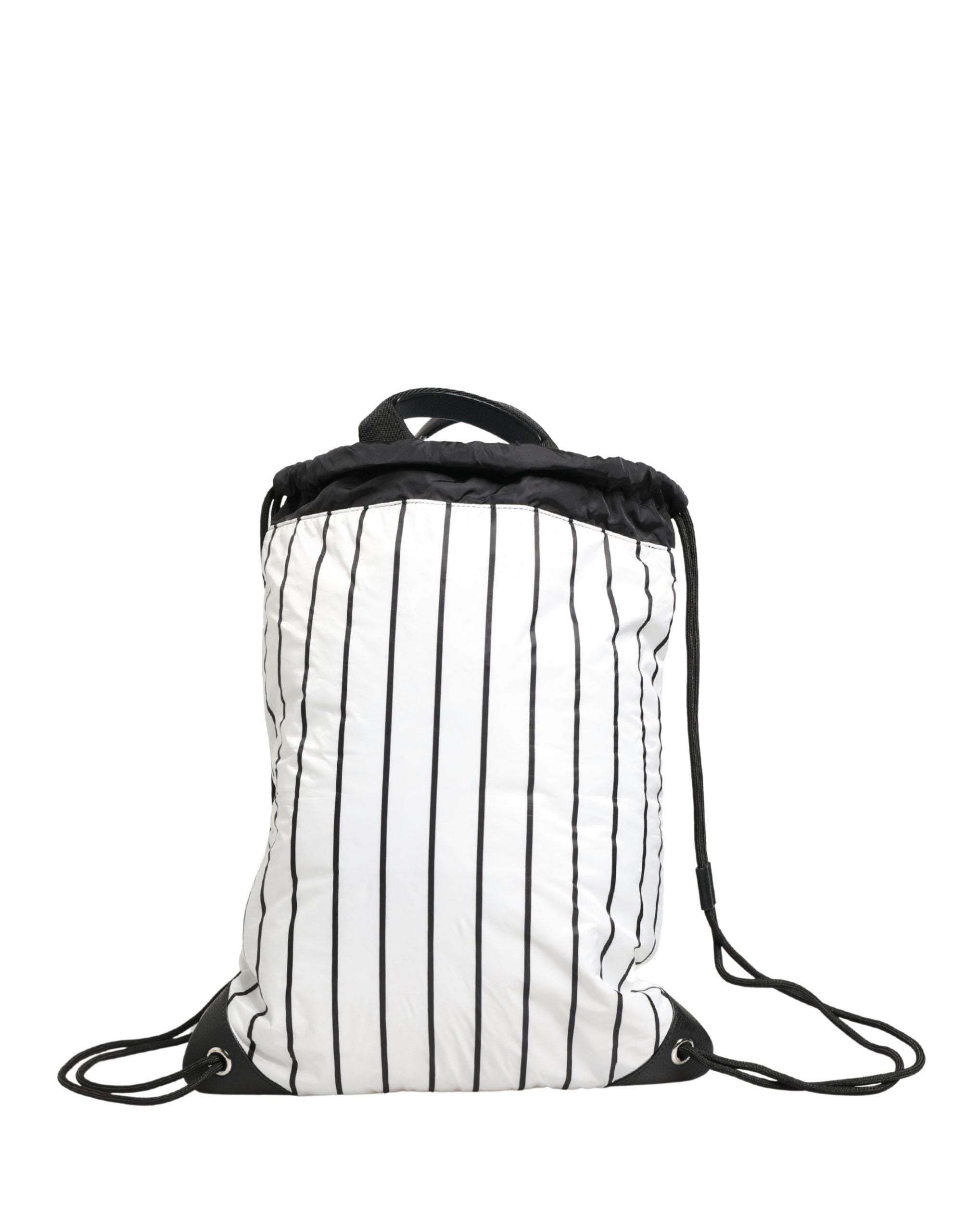 Dolce & Gabbana Schwarz-weißer Rucksack mit Kordelzug aus Polyester für Herren