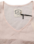 PINK MEMORIES Hellrosa Leinen-Bluse mit V-Ausschnitt und langen Ärmeln