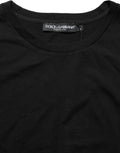 Dolce & Gabbana Schwarzes Herren-T-Shirt aus Wolle mit Rundhalsausschnitt und kurzen Ärmeln