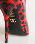 Dolce & Gabbana Rote Leo-Print Cardinale Stiefeletten
