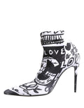 Dolce & Gabbana Weiße Stretch-Stiefeletten mit Graffiti-Print