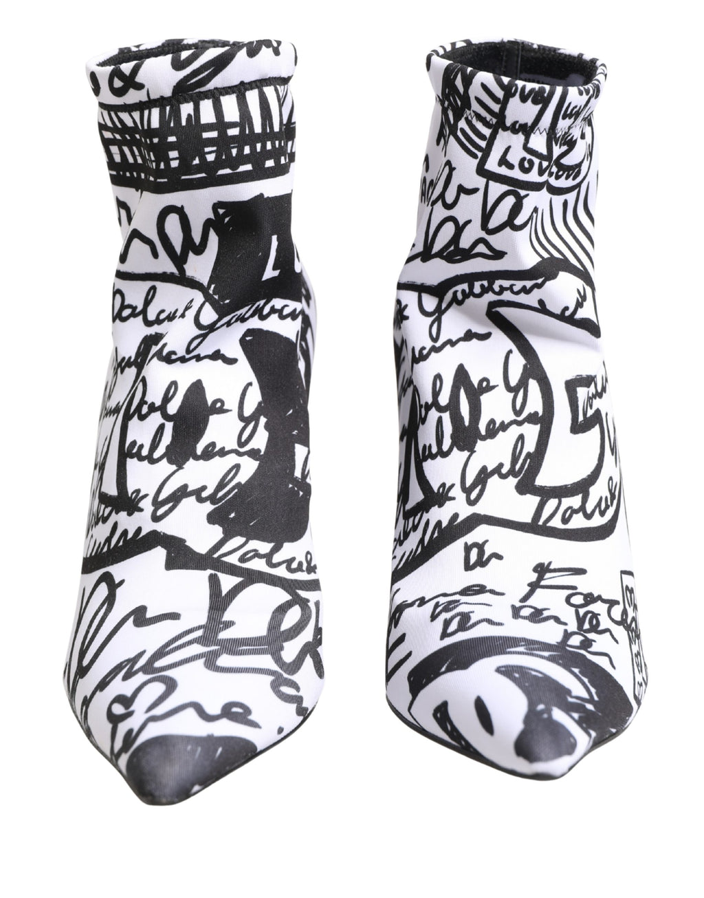 Dolce & Gabbana Weiße Stretch-Stiefeletten mit Graffiti-Print