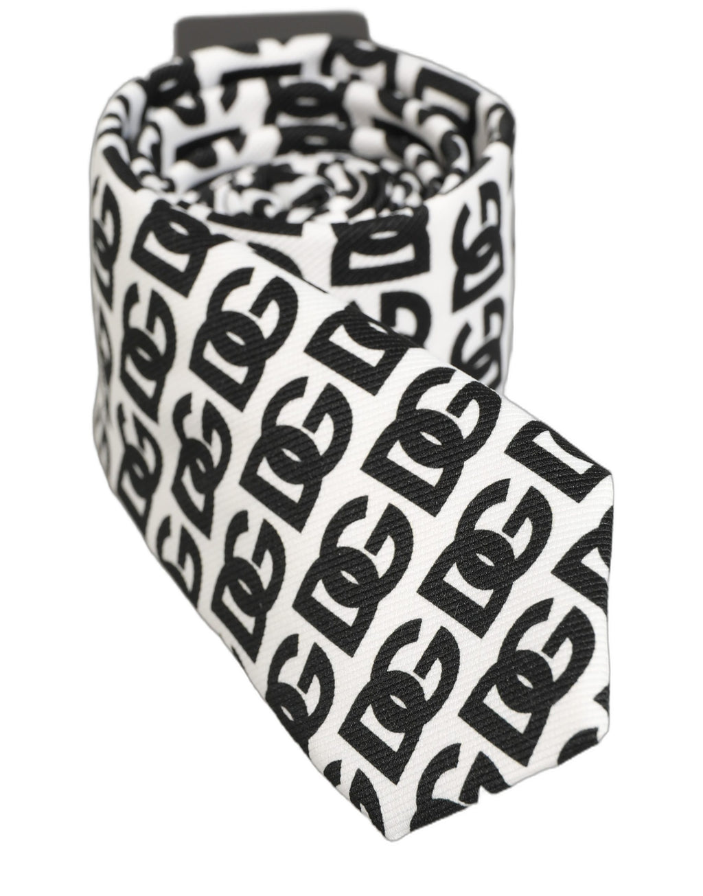 Dolce & Gabbana Krawatte für Herren mit breitem, verstellbarem Design und weiß-schwarzem Monogramm-Logo