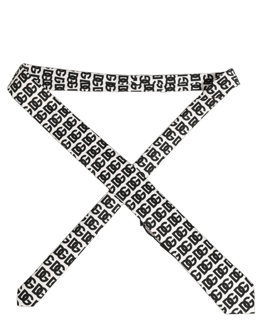 Dolce & Gabbana Krawatte für Herren mit breitem, verstellbarem Design und weiß-schwarzem Monogramm-Logo