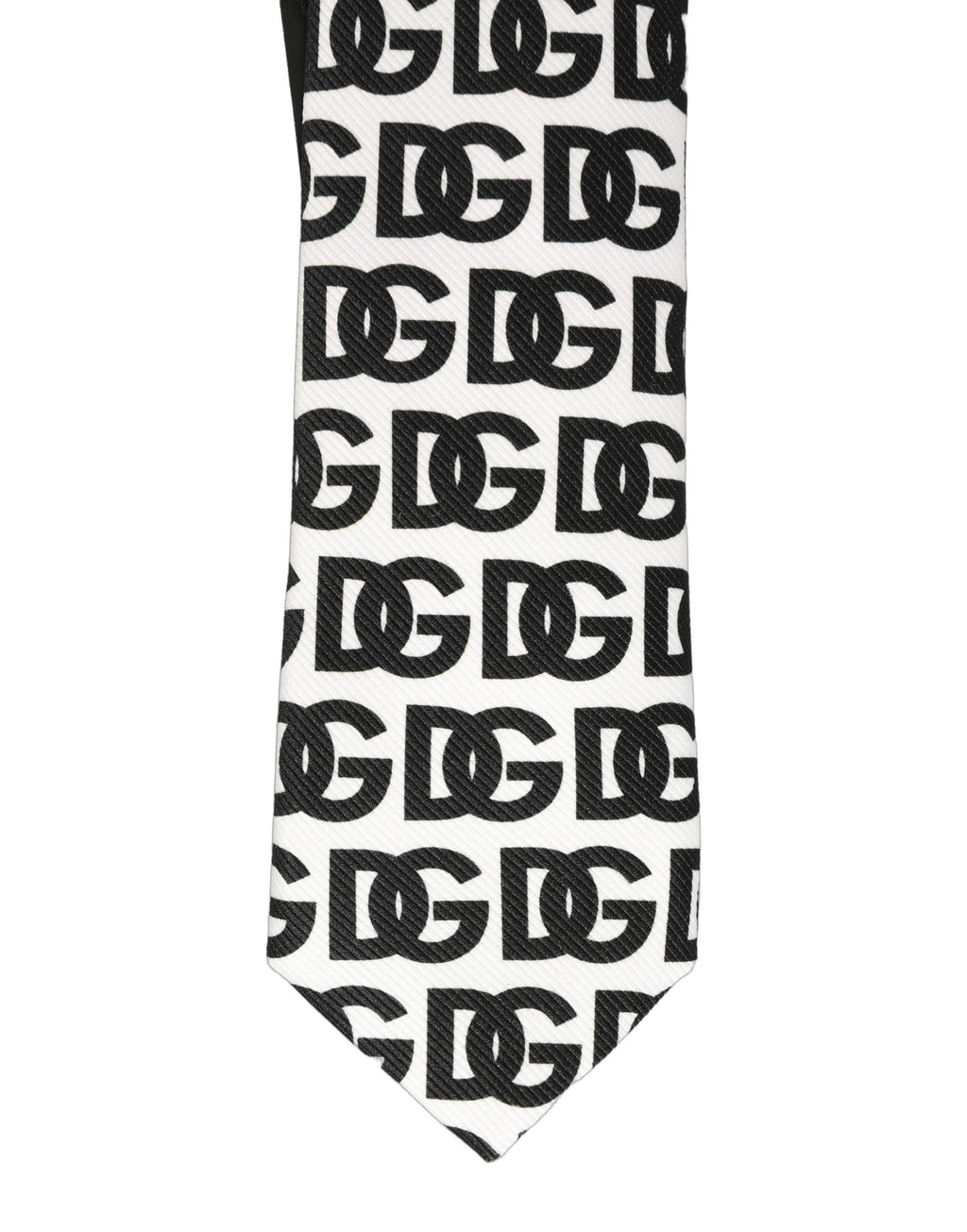 Dolce & Gabbana Krawatte für Herren mit breitem, verstellbarem Design und weiß-schwarzem Monogramm-Logo