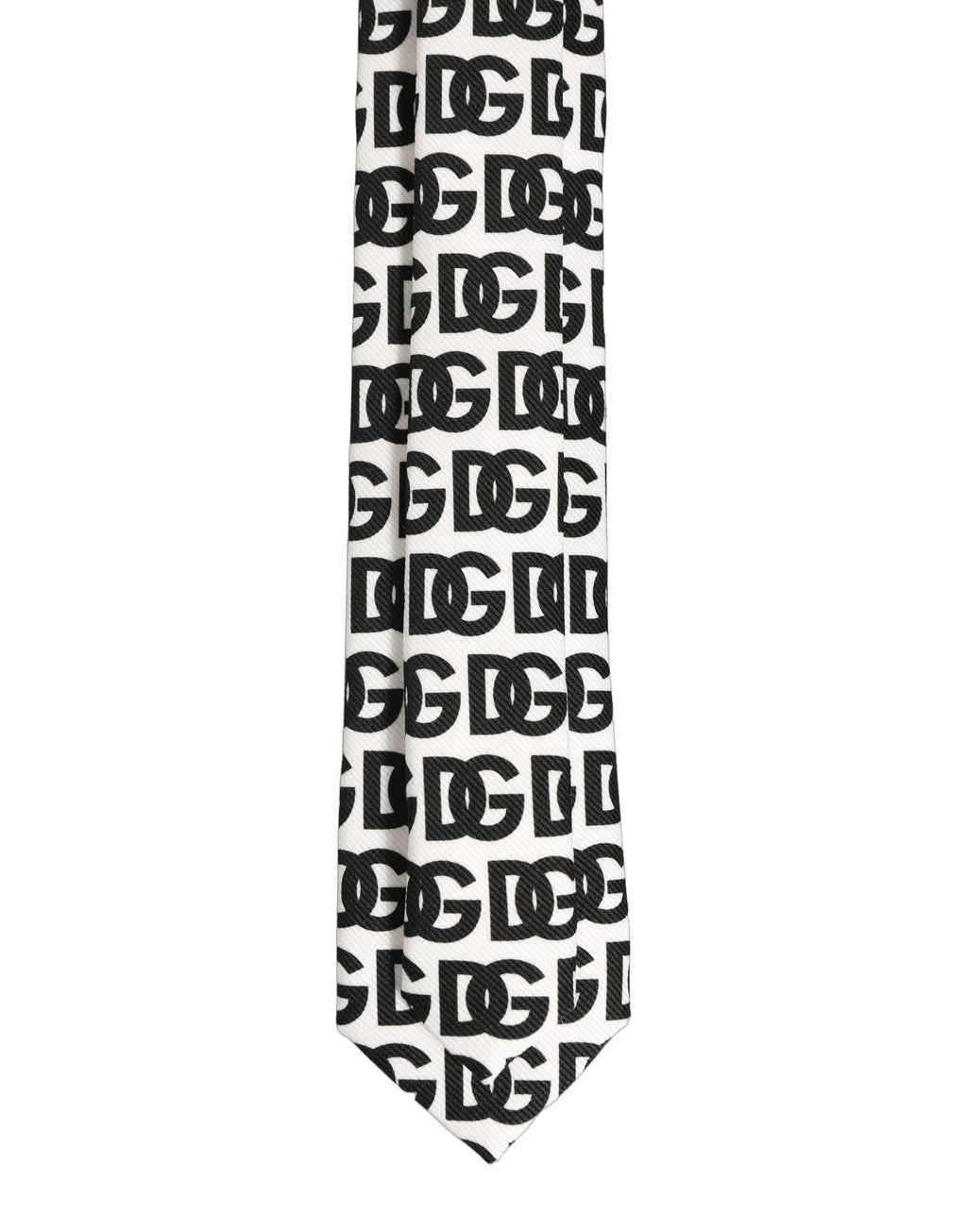 Dolce & Gabbana Krawatte für Herren mit breitem, verstellbarem Design und weiß-schwarzem Monogramm-Logo