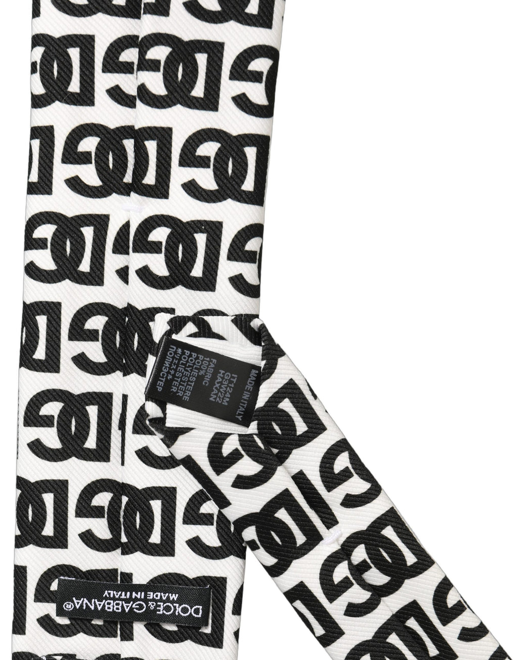 Dolce & Gabbana Krawatte für Herren mit breitem, verstellbarem Design und weiß-schwarzem Monogramm-Logo