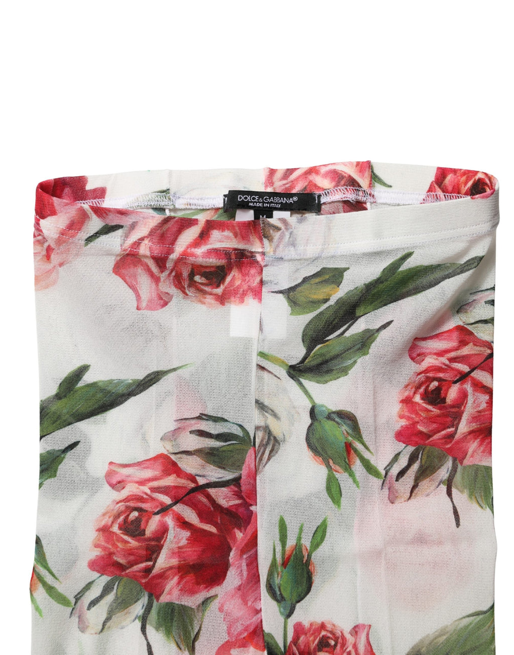 Dolce & Gabbana Weiße Strumpfhose mit Blumenprint aus Nylon