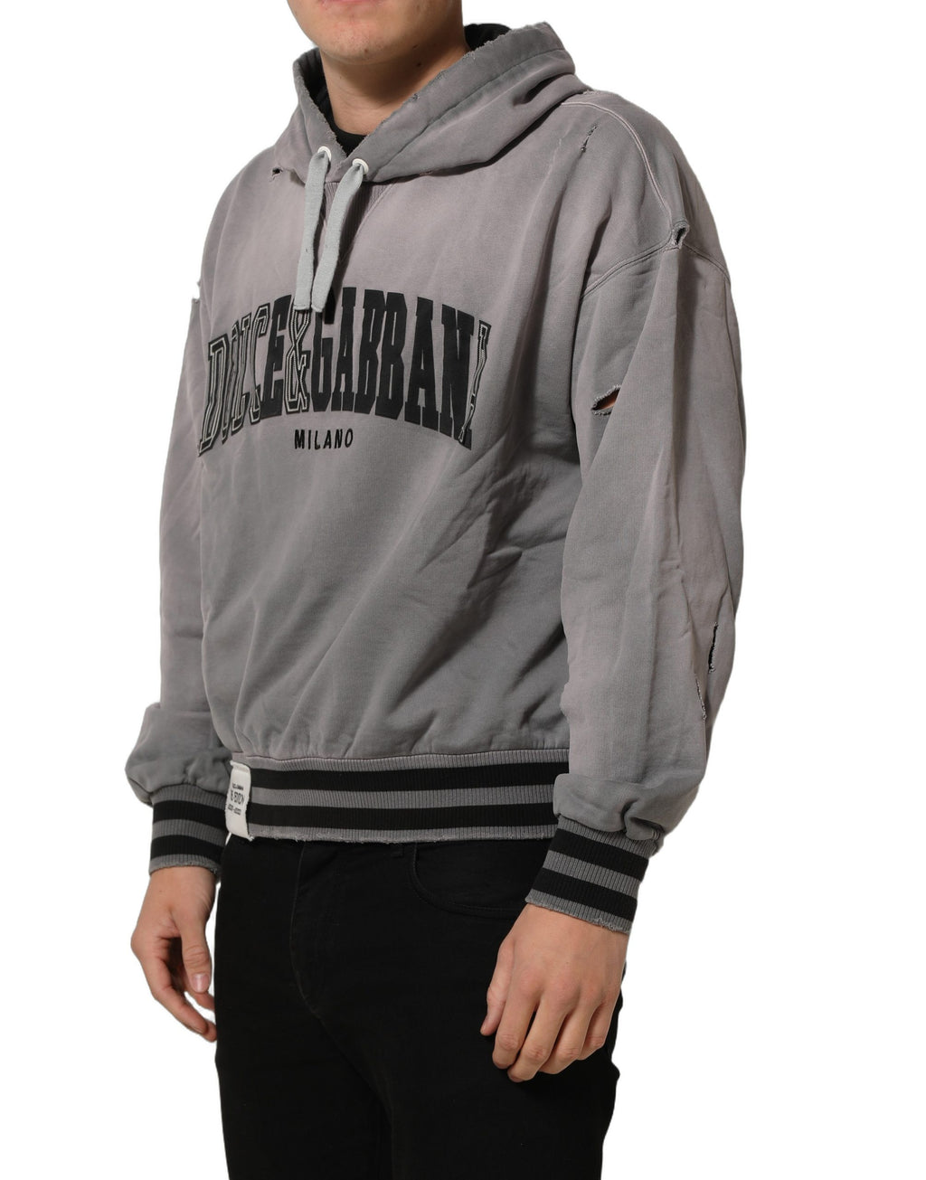 Dolce & Gabbana Grauer Grafik-Kapuzenpullover Herren Pullover