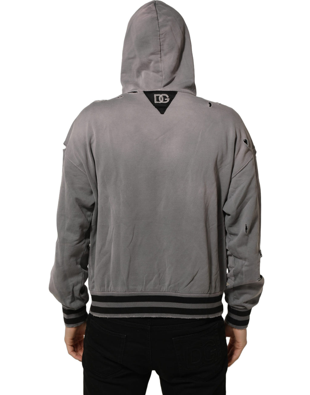 Dolce & Gabbana Grauer Grafik-Kapuzenpullover Herren Pullover