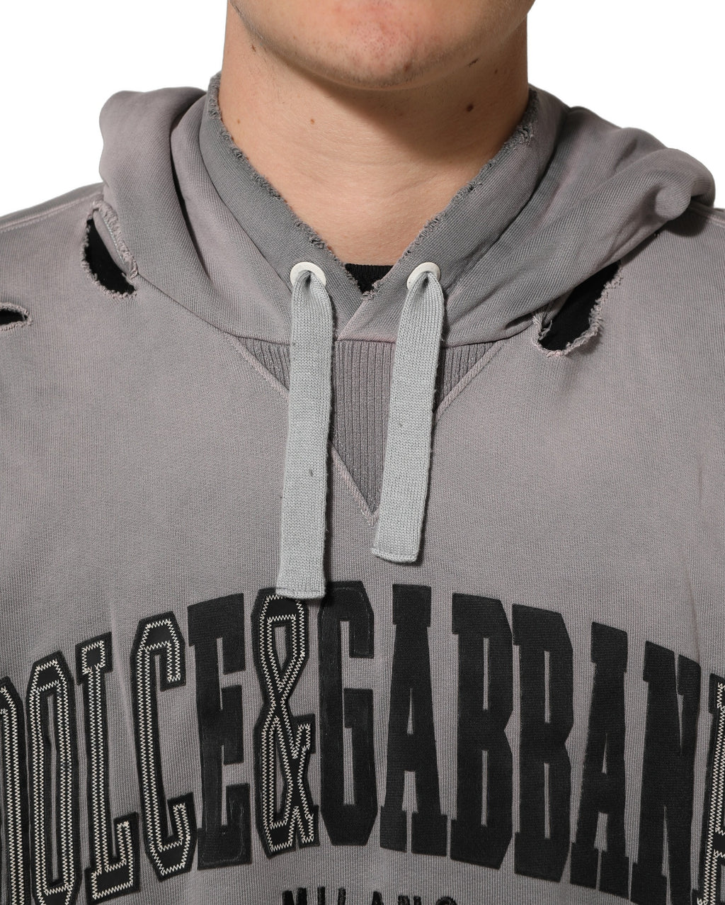 Dolce & Gabbana Grauer Grafik-Kapuzenpullover Herren Pullover