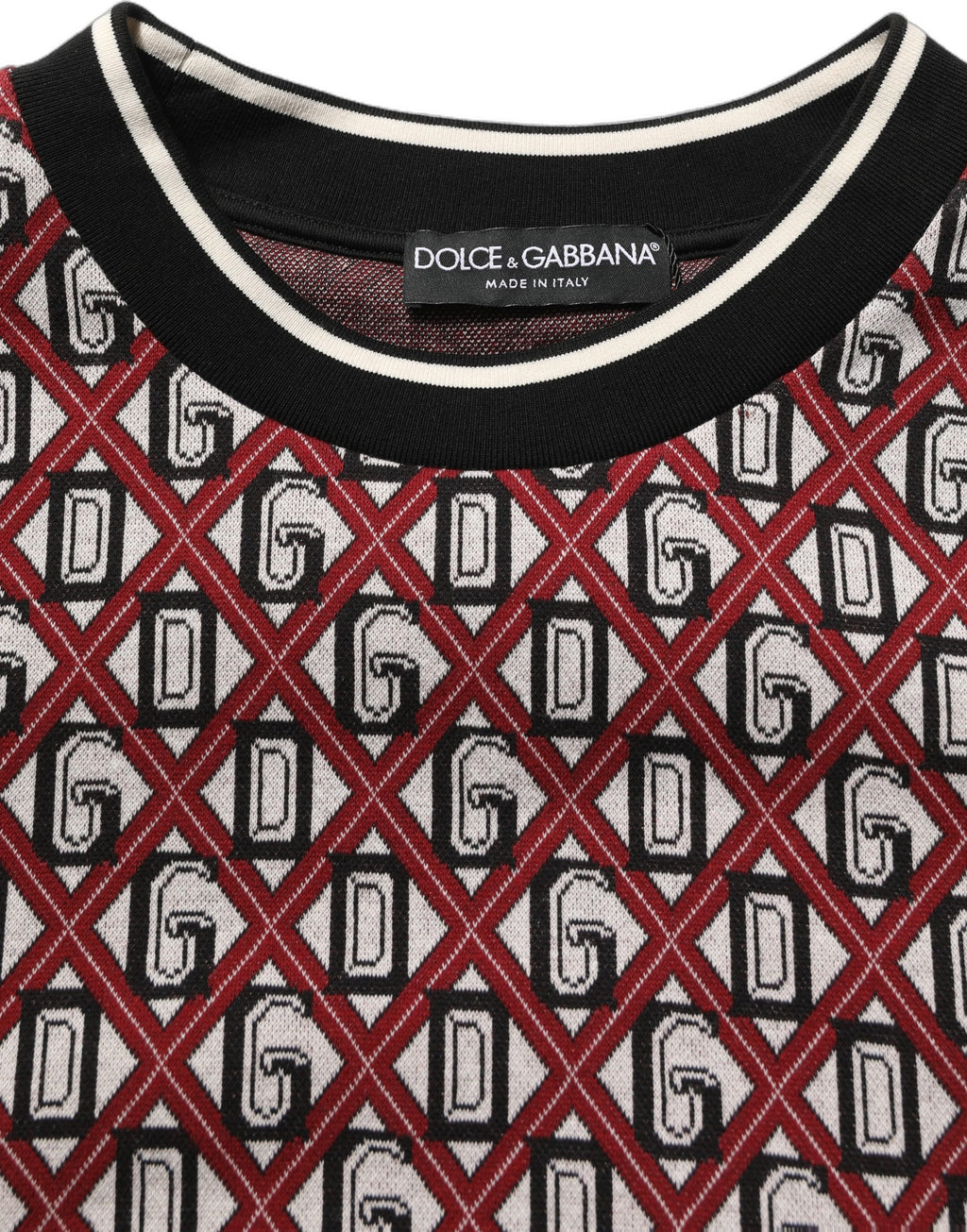 Dolce & Gabbana Roter Baumwoll-Jacquard-Sweatshirt mit Logo