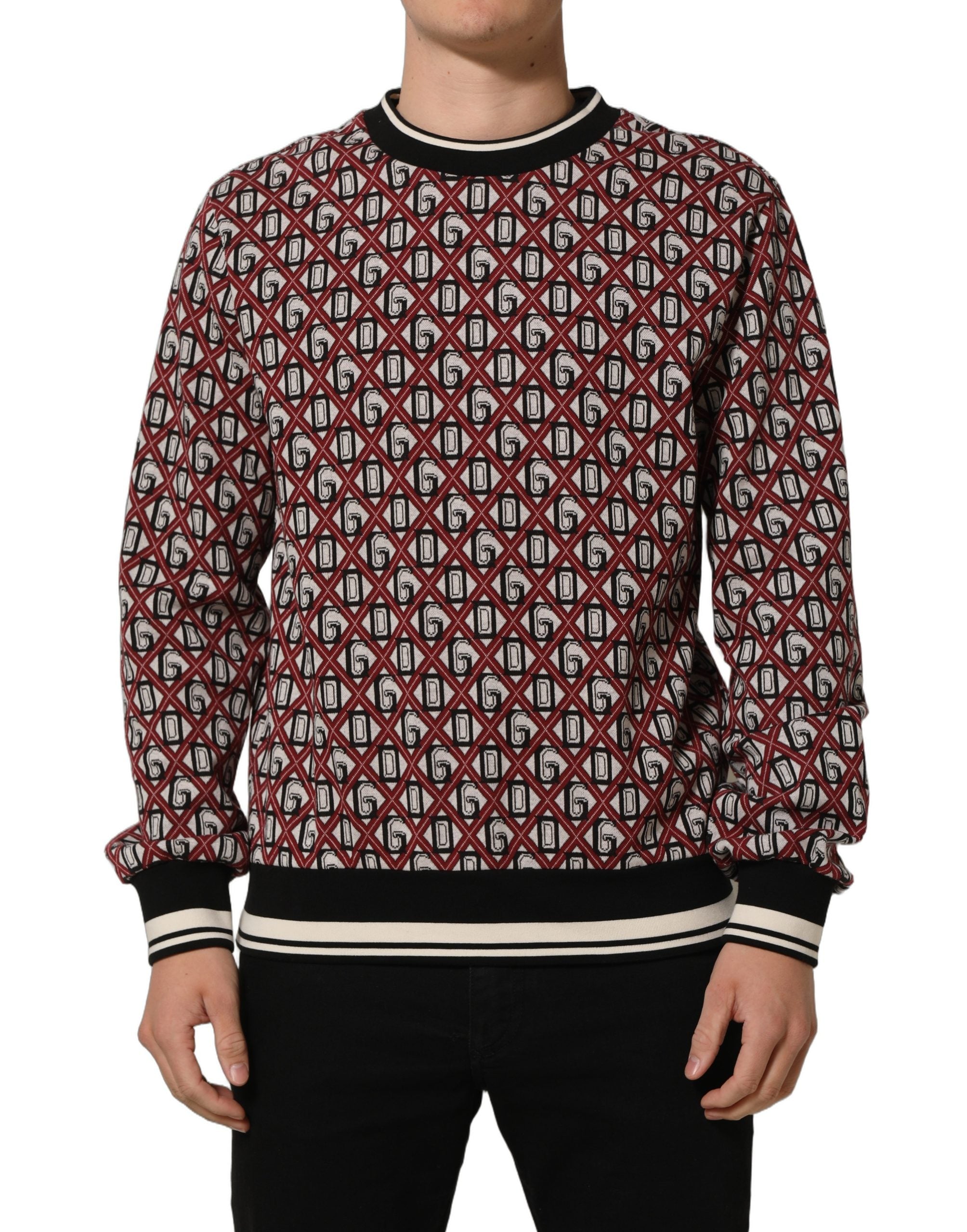 Dolce & Gabbana Roter Baumwoll-Jacquard-Sweatshirt mit Logo