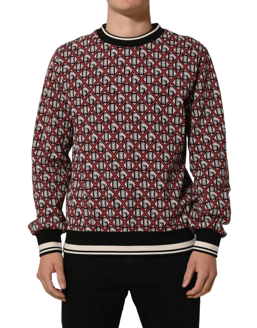 Dolce & Gabbana Roter Baumwoll-Jacquard-Sweatshirt mit Logo