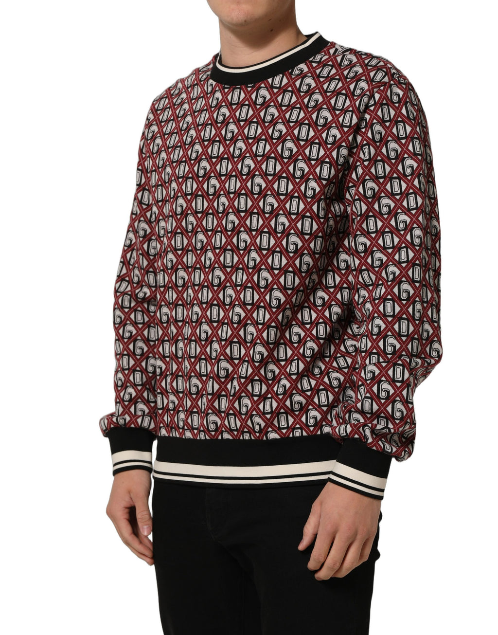 Dolce & Gabbana Roter Baumwoll-Jacquard-Sweatshirt mit Logo