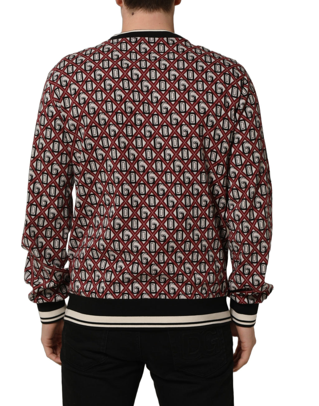 Dolce & Gabbana Roter Baumwoll-Jacquard-Sweatshirt mit Logo