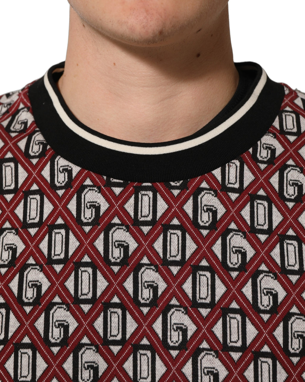 Dolce & Gabbana Roter Baumwoll-Jacquard-Sweatshirt mit Logo