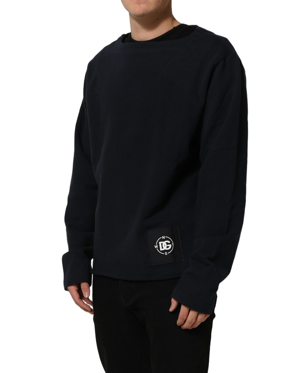 Dolce & Gabbana Dunkelblaues Baumwoll-Sweatshirt mit Logo