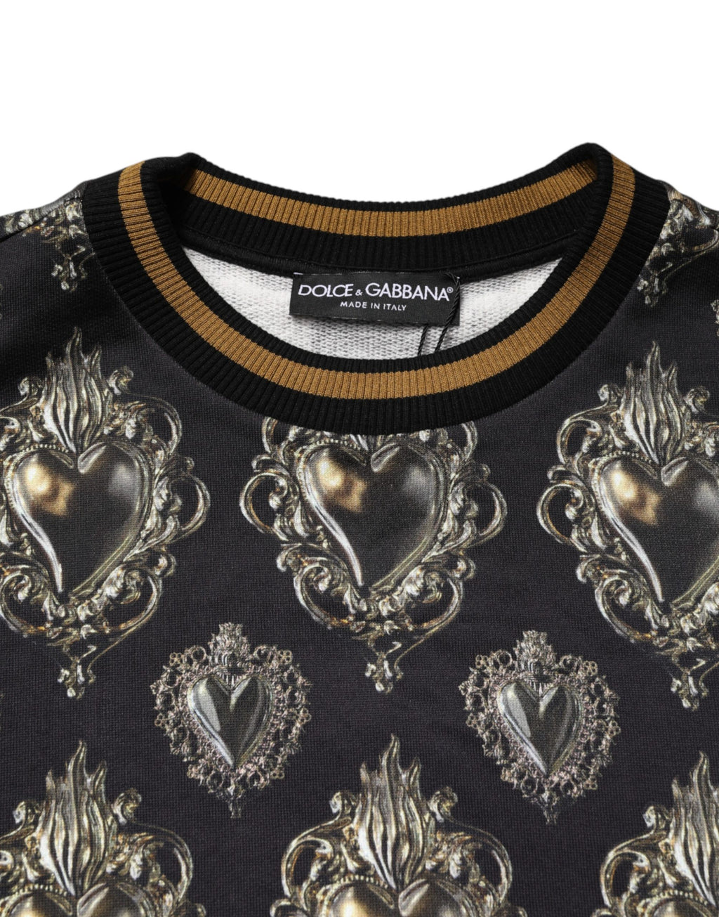 Dolce & Gabbana Schwarzer Baumwoll-Sweatshirt-Pullover mit heiligem Herzen