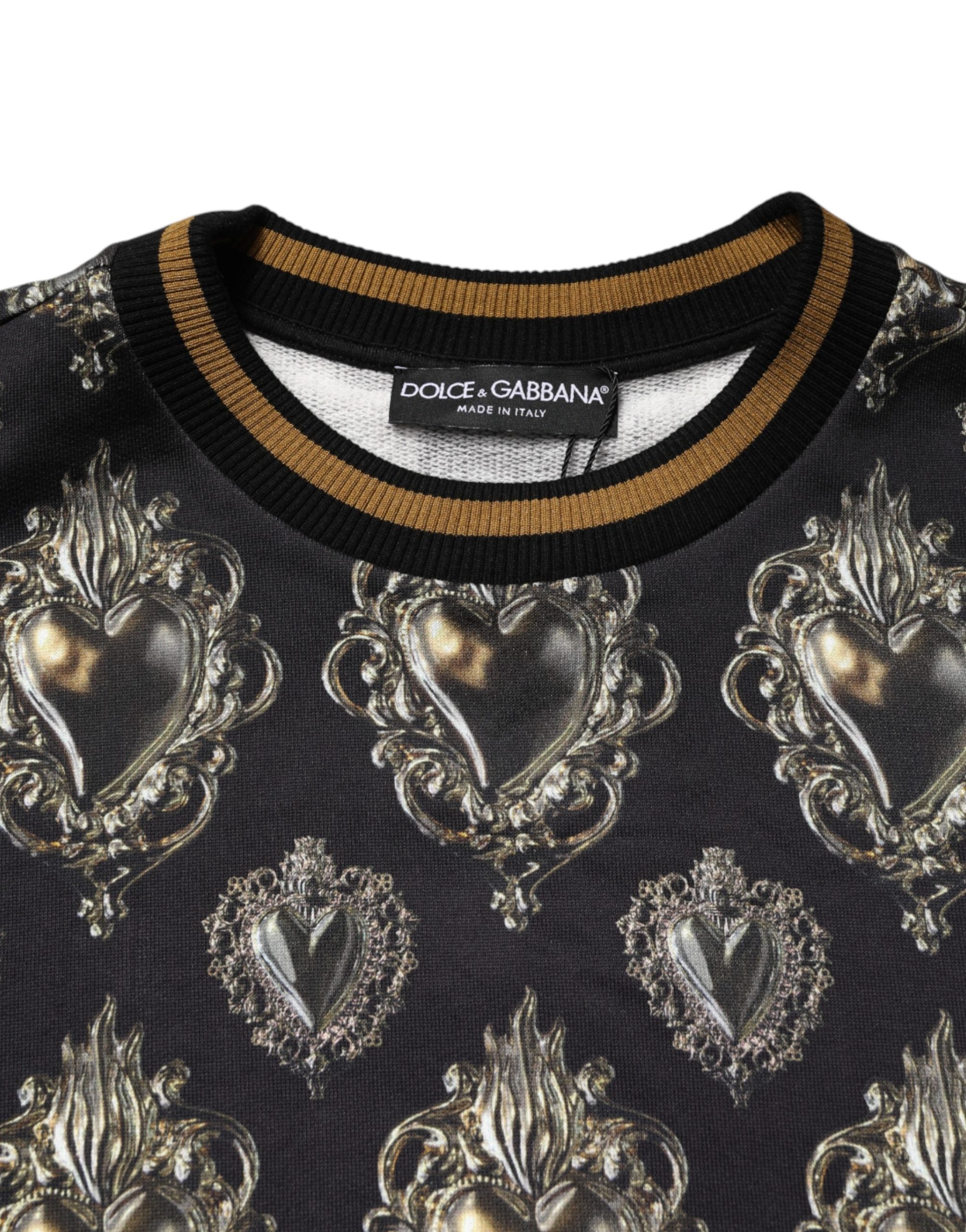 Dolce & Gabbana Schwarzer Baumwoll-Sweatshirt-Pullover mit heiligem Herzen