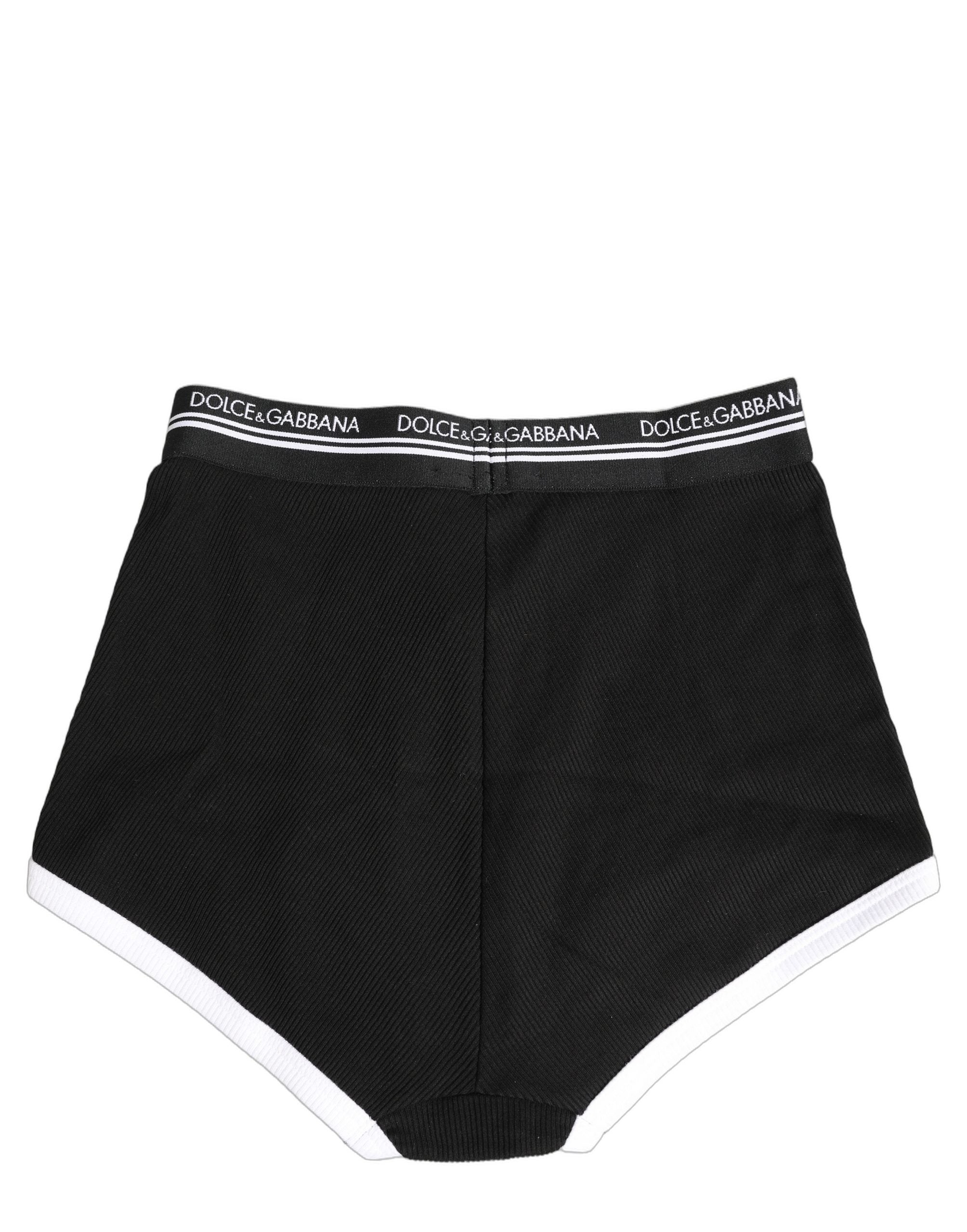 Dolce & Gabbana Coulotte-Hose mit schwarzem und weißem Logo-Bund