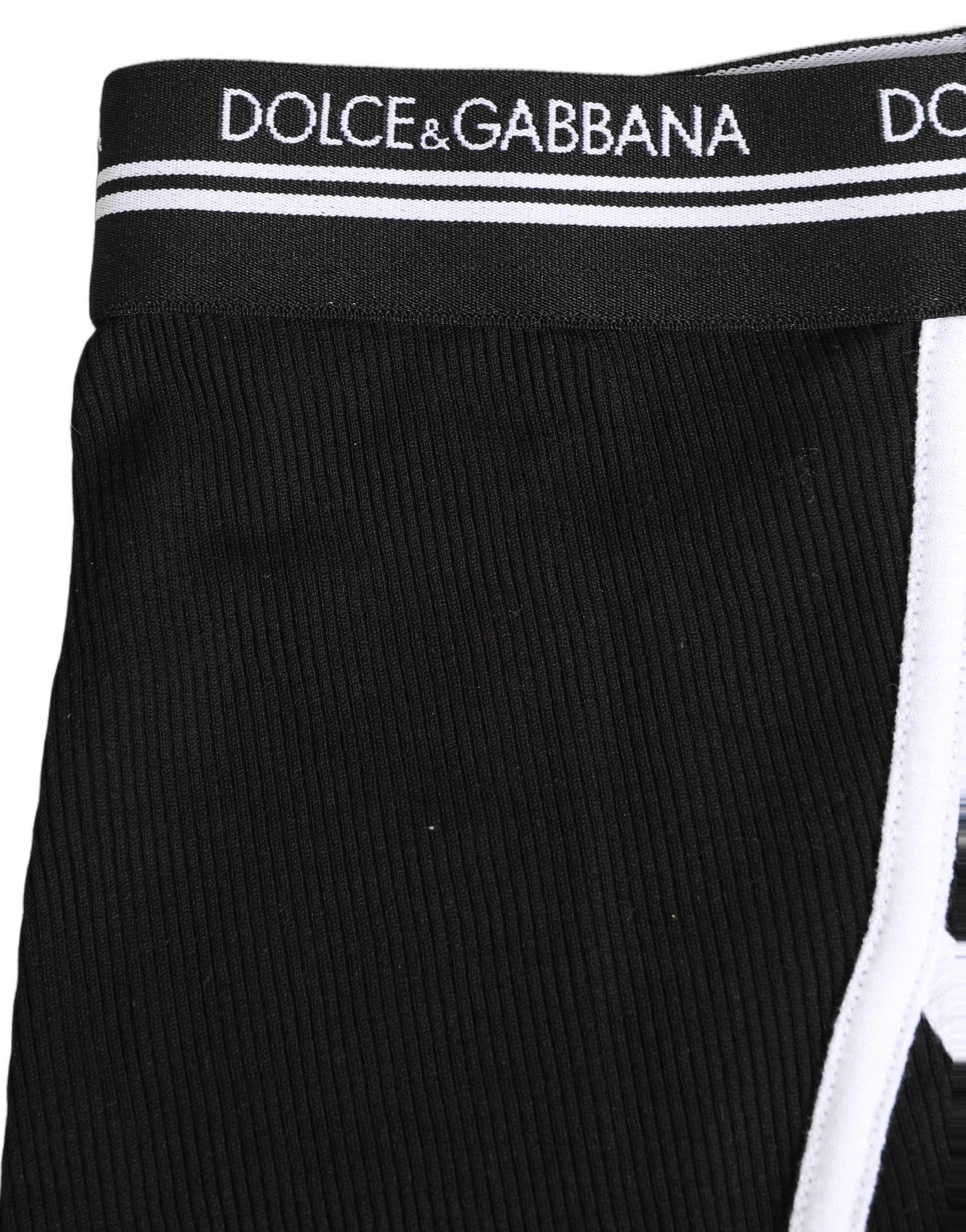 Dolce & Gabbana Coulotte-Hose mit schwarzem und weißem Logo-Bund