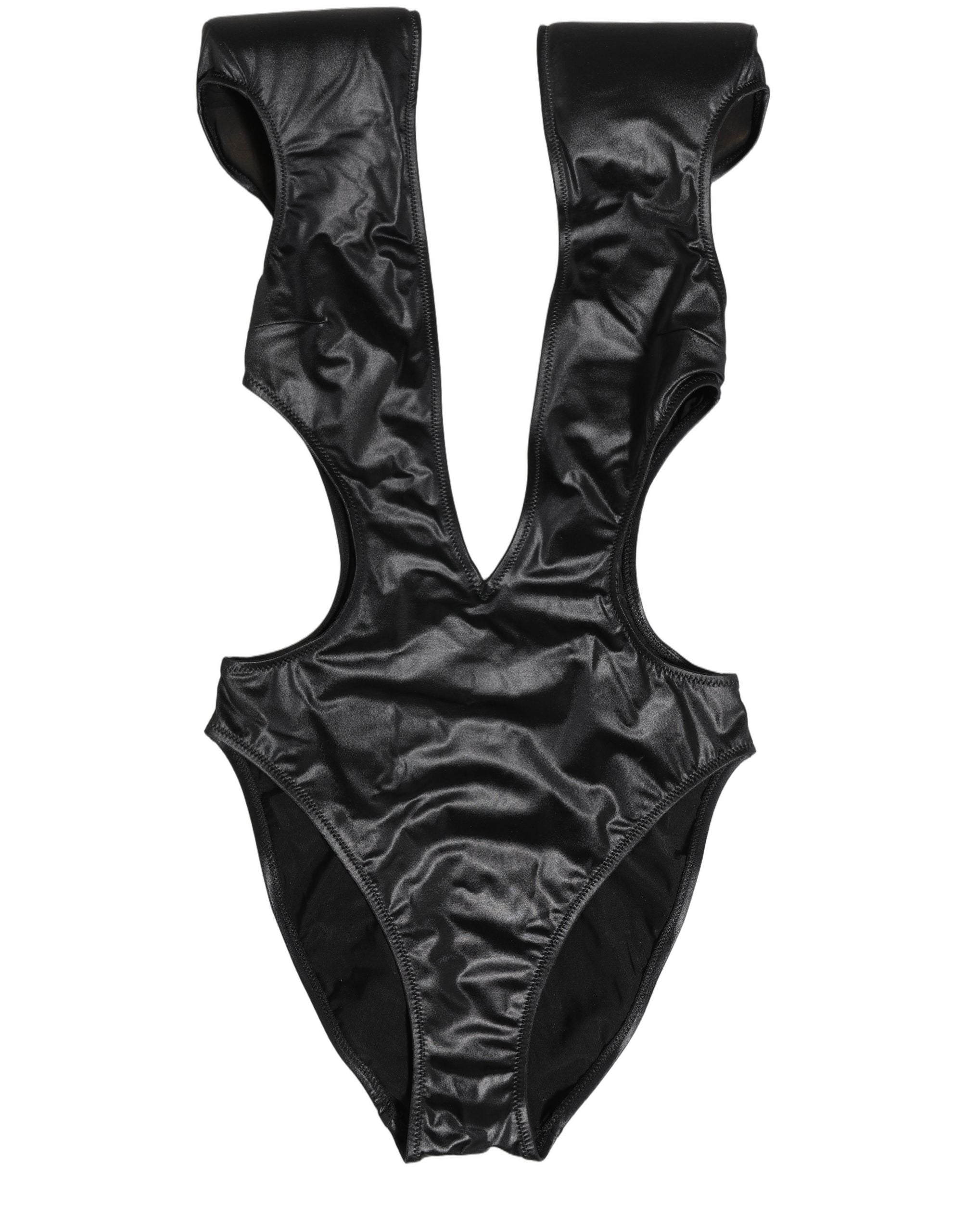 Dolce & Gabbana Schwarzer Badeanzug mit tiefem V-Ausschnitt und Cut-Out