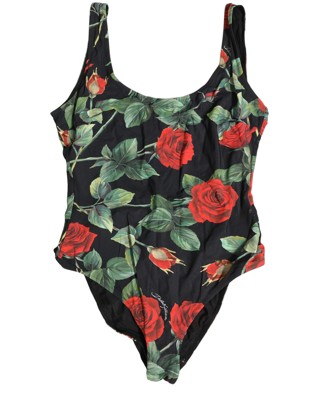 Dolce & Gabbana Einteiliger Badeanzug mit schwarzem Blumenprint