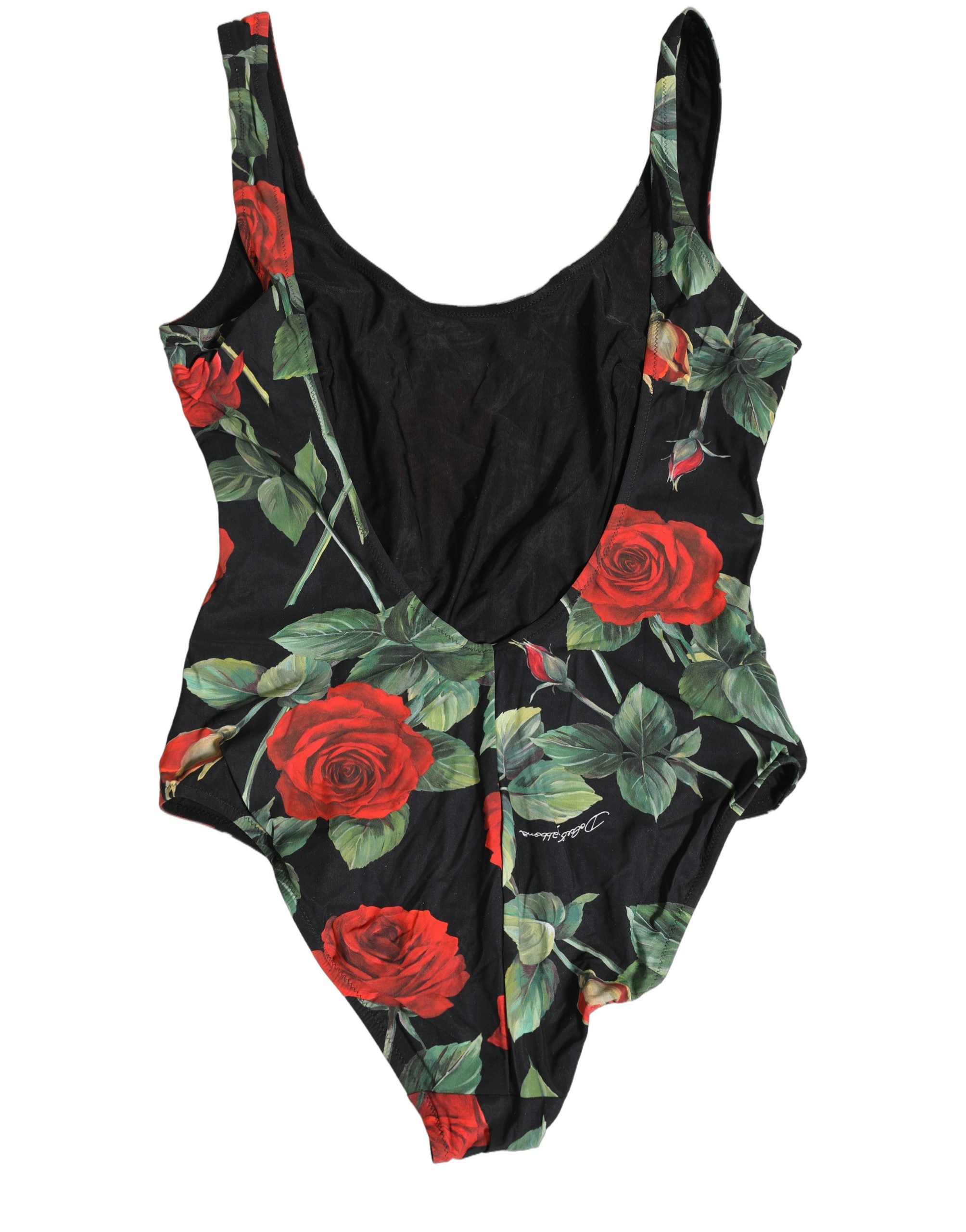 Dolce & Gabbana Einteiliger Badeanzug mit schwarzem Blumenprint